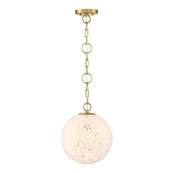 Designers Fountain Wine Flower 60 Watt 1-Light Brushed Gold Glam Pendant Light with White Art Glass Shade D329M-11P-BG - main